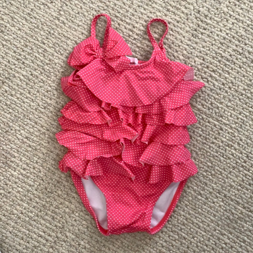 12-18mo Janie and Jack Pink Polka Dot Swimsuit